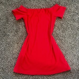 Red dress From H&M off the shoulder